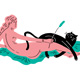 裸婦と猫